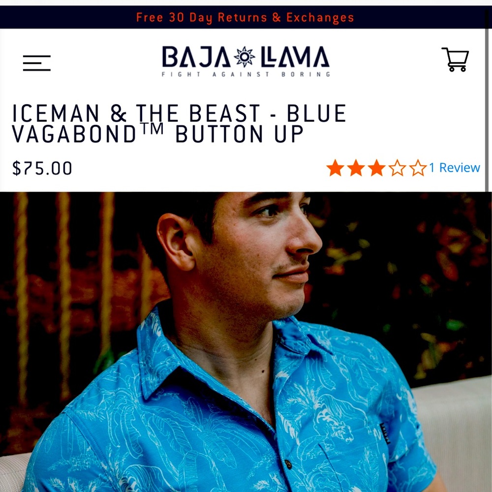 Baja Llama Ice Man and the Beast XXXL Button Down